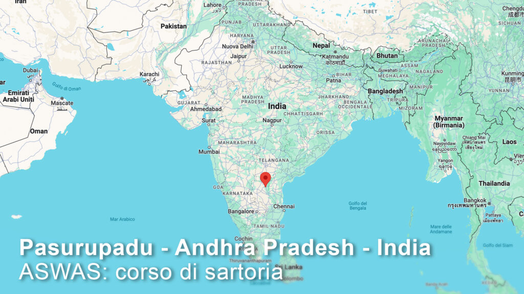 mappa indiana con Pasurupadu sede associazione ASWAS per i corsi di sartoria per l'emancipazione delle donne