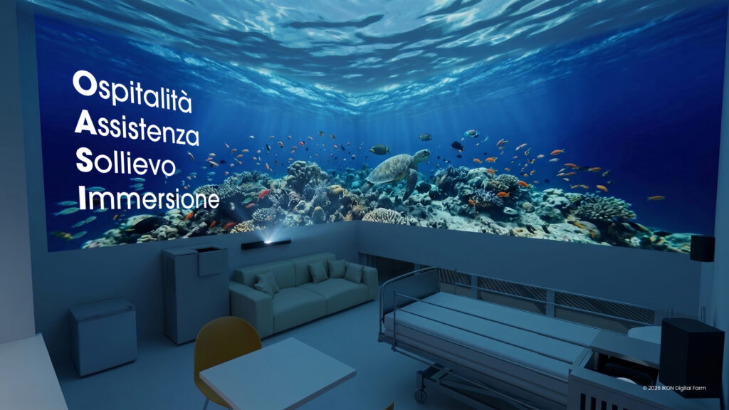 rendering della stanza dell'Hospice pediatrico del Burlo garofolo a Trieste